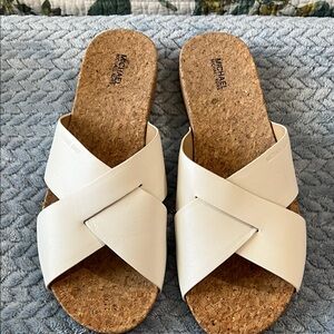 Michael Kors White Cross-Strap Sandals